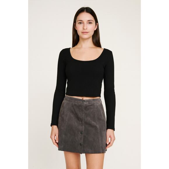 Wilfred Free Aritzia Centinela Mini Skirt 2 Vegan Faux Suede A-Line Fall Minimal - Picture 1 of 6